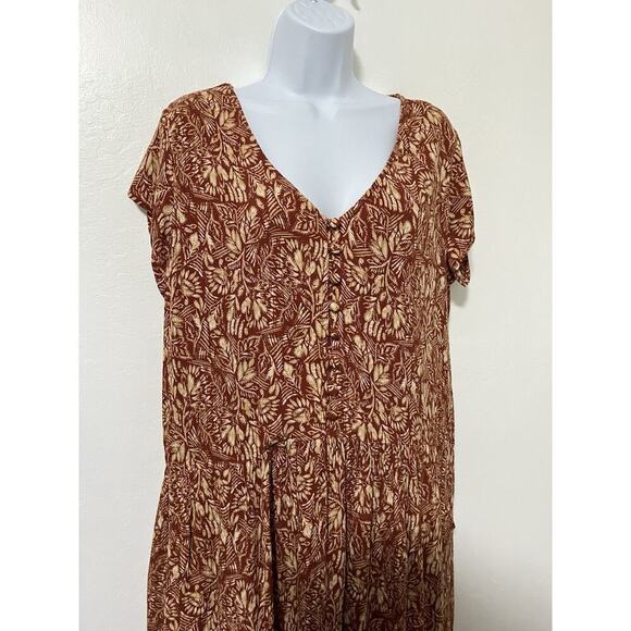 Garnet Hill Floral Knee Length Shift Dress Size M Red Cottage Prairie Pockets - Picture 3 of 8